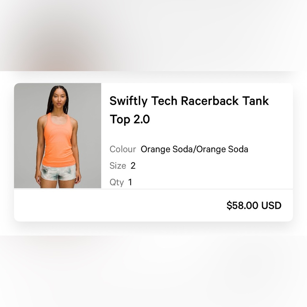 Swiftly Tech Racerback Tank Top 2.0 Orange Soda/Orange Soda Size 2 - Picture 4 of 4